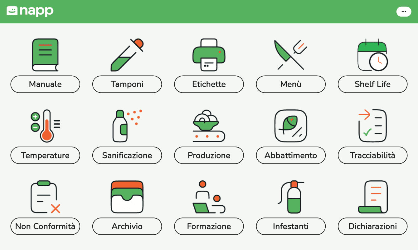 Schermata moduli dell'app napp HACCP
